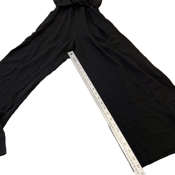Max Studio black wrap jumpsuit sleeveless wide legs flair woven v neck small - Picture 15 of 16